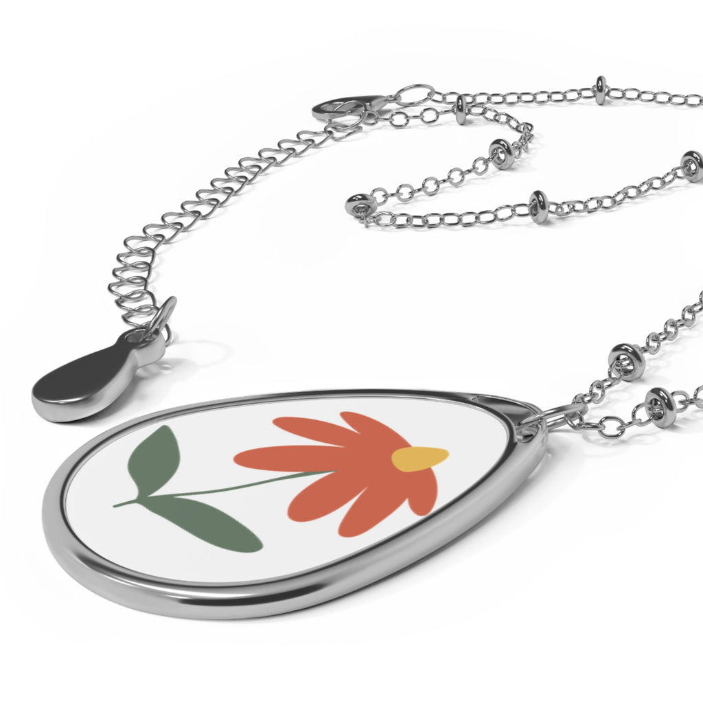 Floral Oval Necklace, Handcrafted Jewelry