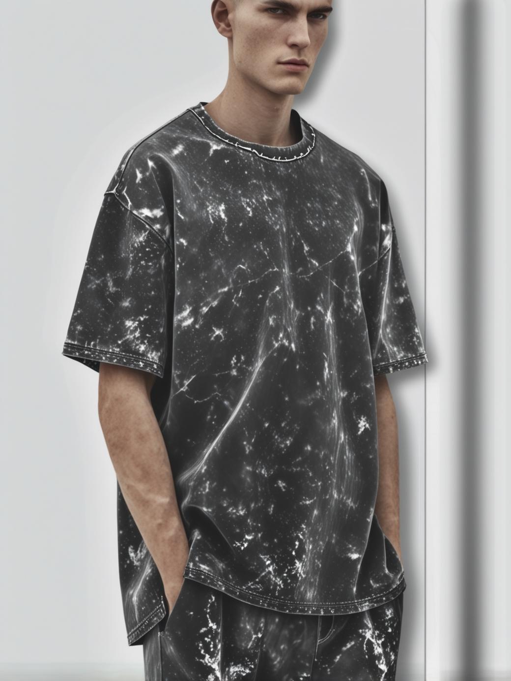 Unisex Acid Washed Oversized Tee - Black