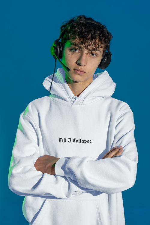 White Collapse Oversized Hoodie